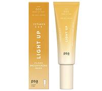 PSA LIGHT UP Vitamin C & E Flash Brightening Mask: Radiance-Enhancing Rinse-Off 5-Minute Mask with 11% L-Ascorbic Acid, 2% Vitamin E, Grapeseed Oil. 50 ml/ 1.7oz