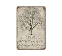 Psalm 1：3, You Shall Be a Tree Farmhouse Decor, Antique Bible Verse, Rustic Sign,Personalized Metal Tin Sign Print Decoration for festival Gifts for Friend Family 8 X 12 Inch