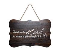 Psalm 118:24 This Is The Day The Lord Has Made, Let Us Rejoice And Be Glad in It Quote Rustic Wooden Sign Decorative Wood Hanging Sign Wall Decor for Living Room Bedroom Door Window Home 6x10in