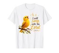 Psalm 13:6 Canary Bird Singing Unto the Lord Bible Verse Value Graphic T-Shirt, Men, White, XL
