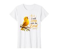 Psalm 13:6 Canary Bird Singing Unto the Lord Bible Verse Value Graphic T-Shirt, Women, White, M