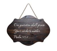Psalm 145:4 One Generation Shall Praise Your Works to Another Wood Sign 6x10in Bible Verse Wall Art Rustic Farmhouse Hanging Wooden Plaques Signs for Entryway Door Living Room Kitchen Decor