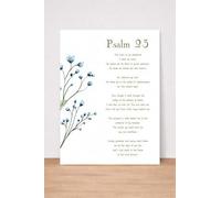 Psalm 23 Bible Verse Wall Art Print with Watercolor Floral Design, Religious Scripture Home Decor. Blue Flowers. Size A4