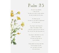 Psalm 23 Bible Verse Wall Art Print with Yellow Floral Design, Christian Home Decor, Religious Scripture Typography. Size A4