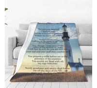 Psalm 23 Blanket Christian Lighthouse Gifts Religious Bible Verse Scripture Throw Blanket Comfy Plush Flannel Fleece Warm Soft Fluffy Fuzzy Blanket for Prayer Women Teens for Bed Sofa Couch 60"X80"