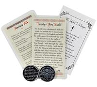 Psalm 23 Coin,with Psalm 23 Prayer Card, Spanish Salmo 23 Laminated Holy Prayer Card, The Lord's Prayer,Lord Is My Shepherd Psalm Coin, Scripture Prayer Cards Set ,5 Items