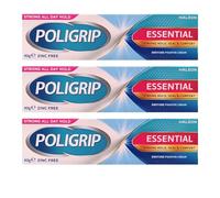Psalm 23, Poligrip Essential Denture Fixative Cream (3 x 40g) - Secure Hold, Zinc-Free Formula, Comfortable Adhesive for False Teeth - Updated Packaging