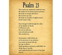 Psalm 23 Print Poster - Bible Quote Wall Art (A4, Vintage)