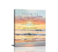Psalm 23 Wall Art Bible Verse Pictures Wall Decor Christian Scriptures Psalms Canvas Prints Painting Religious Sunset Framed Artwork For Bathroom Bedroom Living Room 16"x20"