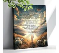 Psalm 23 Wall Art Christian Psalm 23 Canvas Wall Decor Scripture Bible Verse Pictures Prints Painting Religious Inspirational Quotes Print Framed Painting for Christian Prayer Room Office 12"X16"