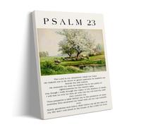 Psalm 23 Wall Art, Christian Scripture Canvas Print, Bible Verse Poster with Pastoral Landscape, Religious Inspirational Decor for Living Room 20x25cm Frame
