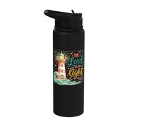 Psalm 27:1 - "The Lord is My Light Lighthouse in the Storm Stainless Steel Insulated Water Bottle