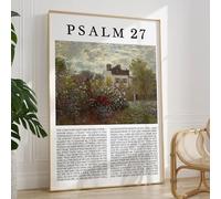 Psalm 27 Wall Art Vintage Flower Landscape Painting the Lord Is My Light Wall Art Bible Verse Prints Christian Pictures Jesus Artwork for Living Room Christian Scripture Posters 16x24inch No Frame