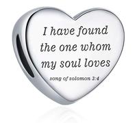 Psalm 3:4 Song Of Soloman I Have Found The One Whom My Soul Loves Heart Christian Jesus Cross Bead Pendant 925 Sterling Silver Dangle Compatible With Pandora Moments Charm Bracelet