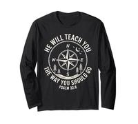 Psalm 32:8 Compass Bible Verse Christian Guidance Long Sleeve T-Shirt