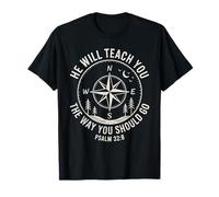 Psalm 32:8 Compass Bible Verse Christian Guidance T-Shirt