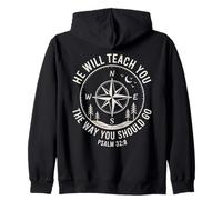 Psalm 32:8 Compass Bible Verse Christian Guidance Zip Hoodie
