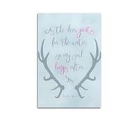 Psalm 42 1 Scripture AntlersCanvas Poster Wall Art Poster for Room Living Room Study Aesthetics And DecorationUnframe-style 24x36inch(60x90cm)