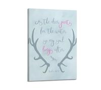 Psalm 42 1 Scripture AntlersCanvas Poster Wall Art Poster for Room Living Room Study Aesthetics And DecorationFrame-style 24x36inch(60x90cm)