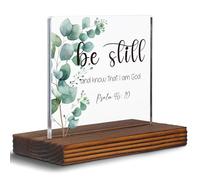 Psalm 46:10 Be Still And Know That I Am God Clear Desk Decorative Sign, Inspirational Scripture Home Nursery Church Office Decor Plaques Christian Gifts for Men Women Family Friend EDC84