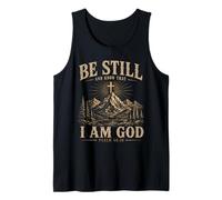 Psalm 46:10 Christian Mountain Bible Verse Cross Be Still Tank Top