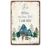 Psalm 46:10 Metal Tin Sign Bible Verses Wall Decor Scripture Wall Art Be Still And Know I Am God Posters For Wall Decorative Paintings For Kitchen Art Prints Pics Picture Metal Tin Sign 6x8 Inch