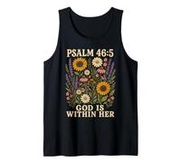 Psalm 46:5 God is Within Her Christian Faith Vintage Floral Tank Top