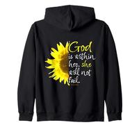 Psalm 46:5 God is Within Her She Will Not Fail Sunflower Zip Hoodie