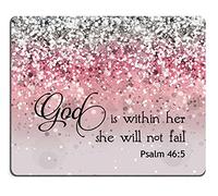 Psalm 46:5 God is Within Her,She Will not Fall - Bible Verse Pink Sparkles Glitter Pattern Mouse pad Mousepads
