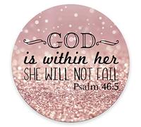 Psalm 46:5 God Is Within Her,She Will Not Fall- Bible Verse Purple Sparkles Glitter Pattern Mouse Pad Personalized Design Non-Slip Rubber Round Mouse Pad.