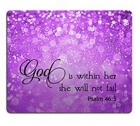 Psalm 46:5 God Is Within Her,She Will Not Fall- Bible Verse Purple Sparkles Glitter Pattern Mouse Pad Mousepads 7.9X9.4 Inch