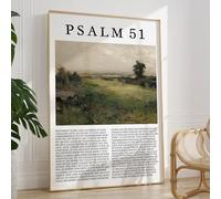 Psalm 51 Wall Art Create in Me a Clean Heart Art Vintage Landscape Pictures Inspirational Positive Christian Art Scripture Bible Verse Artwork Christian Landscape Wall Art for Home 16x24inch No Frame
