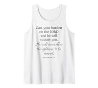 Psalm 55 22 Cast Your Burden On The Lord He Sustains Bible Tank Top
