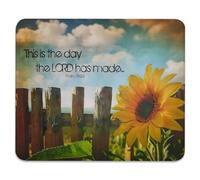 Psalm 8:24 This Is The Day The Lord Has Made Sunflower By The Rustic Wooden Fence Mouse Pad Stitched Edge Mousepads Rubber Base Mouse Pads For Work Home Office 25X30Cm
