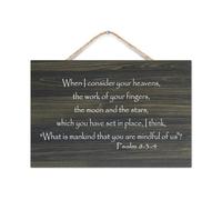 Psalm 8:3 4 When I Consider Your Heavens,The Work of Your Fingers,The Moon And The Stars Wooden Wall Sign 8x12in Bible Wood Sign Rustic Wall Plaques for Entryway Door Living Room Christmas Decor