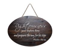 Psalm 85:13 Wall Art, Righteousness Goes Before Him And Prepares The Way for His Steps Wood Sign 6x10in Bible Wall Art Wooden Plaques Signs for Entryway Door Living Room Kitchen Decor