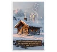 Psalm 91:11 "He Will Command His Angels" Inspirational 12x18 US Made Poster