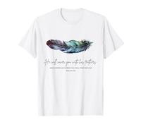 Psalm 91.4 He Will Cover You With His Feathers Bible Verse T-Shirt