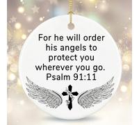 Psalm 91 Bible Verse Decorative Hanging Ornaments Christmas Christian Religious Gifts Inspirational Gifts for Women Friends Christian Car Cross Accessories Cross for Car Mirror Hanging