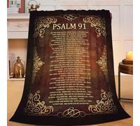 Psalm 91 Blanket Christian Religious Throw Blanket Bible Verse Flannel Stuff Merch Cozy Christ Decor Fleece Plush Fuzzy Warm Soft Lightweight Bedding Gifts for Women Men Girls Couch 60"X50"