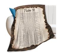 Psalm 91 Print Blanket Christian Bible Verse Scripture Religious Faith Pray Throw Blankets for Couch Sofa Bed Stuff Decor Gifts Cozy Fleece Plush Flannel Bedding for Lover Men Women Boys Girls 40"x50"