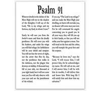 Psalm 91 Print - Wall Art Christian Gift for Friend, Son, Daughter - Be Strong, Courage, Get Well (40cm x 50cm, White)