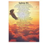 Psalm 91 Wall Art in Spanish - Christian Bible Verse Canvas Print, Salmo 91 en Español for Home Decor - Framed Scripture Poster for Living Room, Bedroom, Office, Religious Gifts (30*40cm/11.8*15.7in)