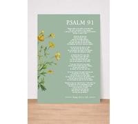 Psalm 91 Wall Art Print, Floral Scripture Poster, Bible Verse Decor, Christian Gift, Sage Green. Size A4