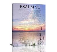 Psalm 91 Wall Art Psalms 91 Pictures Wall Decor Christian Canvas Prints Scripture Bible Verse Decorations Painting Framed Artwork Office Home Church Decor For Bedroom Dining Living Room 12"x16"