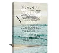 Psalm 91 Wall Art Scripture Wall Decor Bible Verse Canvas Prints Christian Religous Framed Artwork for Bedroom Living Room Church 12"x16"