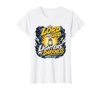 Psalms 18 29 Lord God Lightens My Darkness Catholic Bible Value Graphic T-Shirt, Women, White, M
