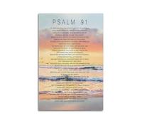 Psalms 91 Inspirational Quote Art Canvas Poster Bedroom Living Room Decoration Painting Unframe-style 24x36inch(60x90cm)