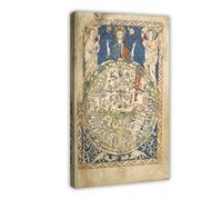 Psalter World Map Historic Cartography Antique Map 1265 Canvas Art Poster And Wall Art Picture Print Modern Family Bedroom Decor Frame 12x18inch(30x45