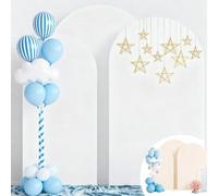 Psasrm Wedding Arch Cover,Set of 3 (7.2ft+6.6ft+6ft) Double Color Wedding Arch Cover Spandex Fitted Wedding Arch Stand Cover for Birthday Party Baby Shower Wedding Arch Stand Decoration (White+Beige)